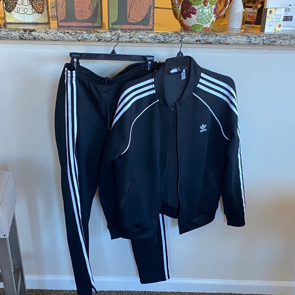 Adidas Black Tracksuit with White Accents